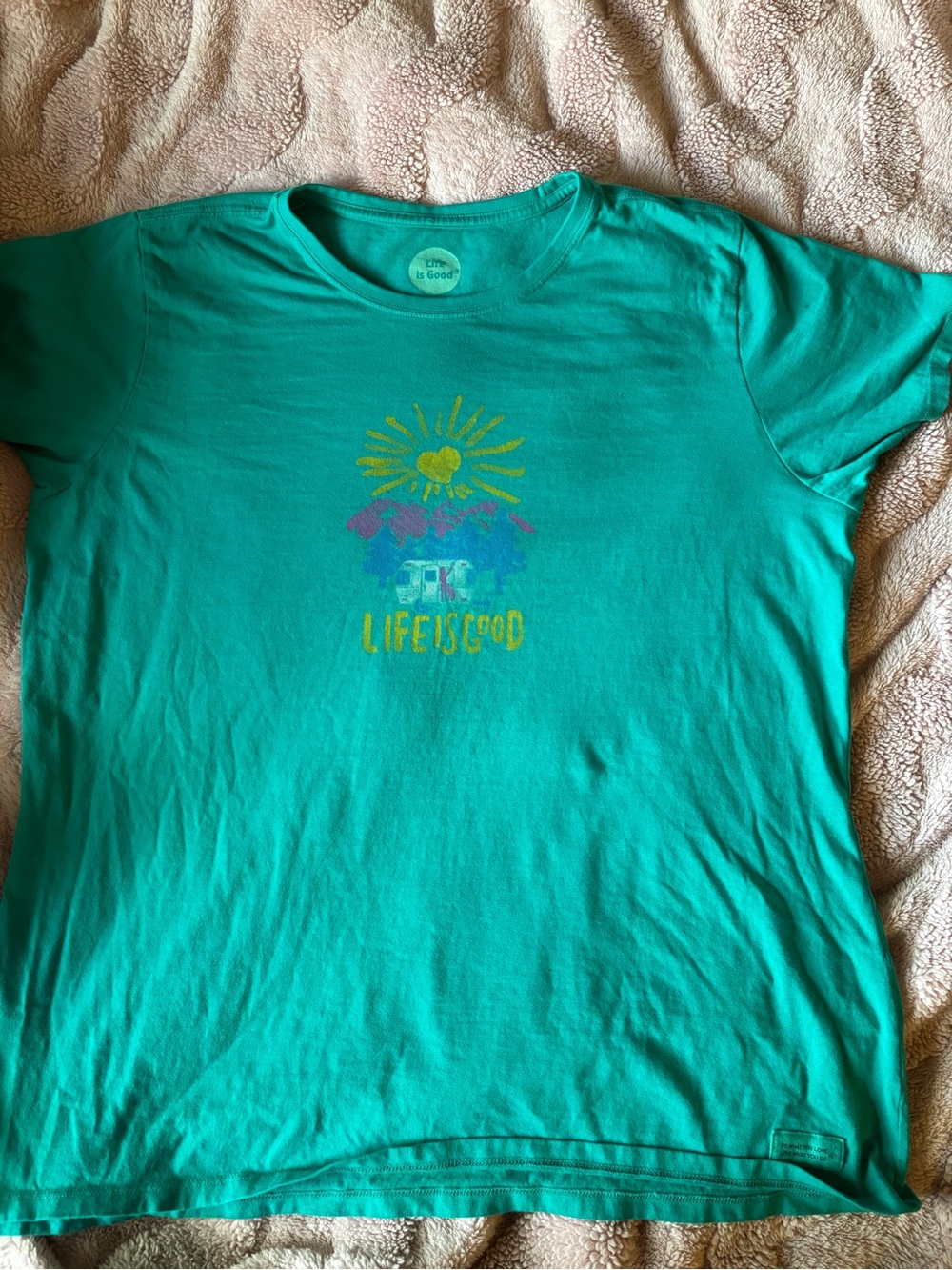 Life Is Good Teal Short-Sleeve Graphic Tee with Sun Camper